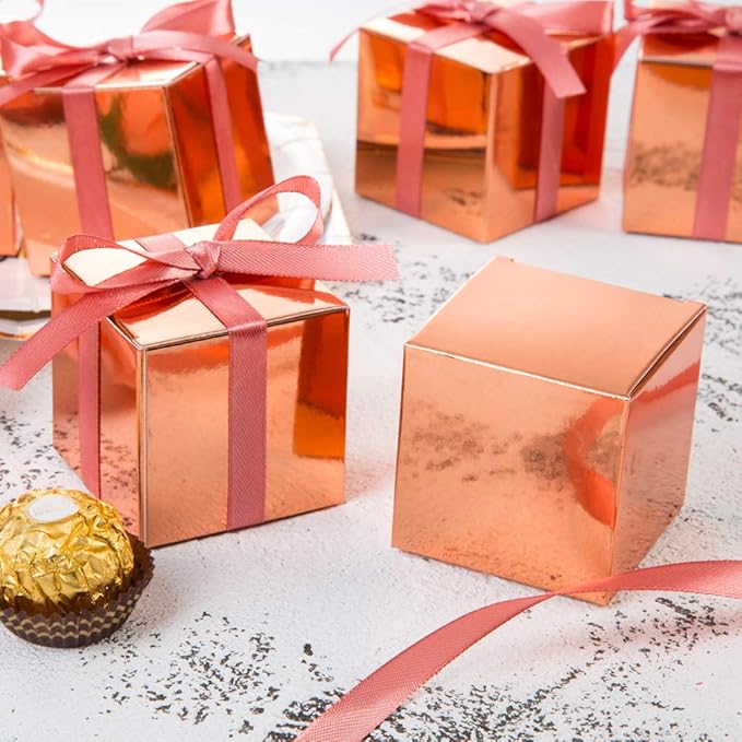 AWELL Rose Gold Gift Candy Box Bulk 2x2x2 inches - Image 3