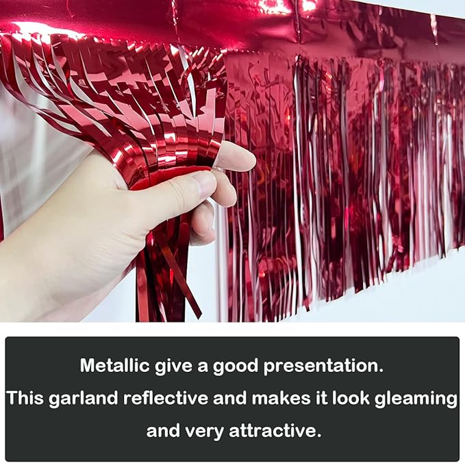 4 Pack Total 40 Feet Foil Fringe Garland Metallic Wall Hanging Drapes Tassel - Image 2