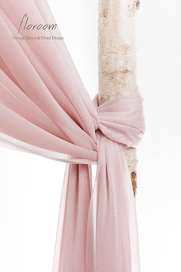 Floroom Wedding Arch Draping Fabric 2 Panels 20Ft Dusty Rose Chiffon Fabric - Image 5