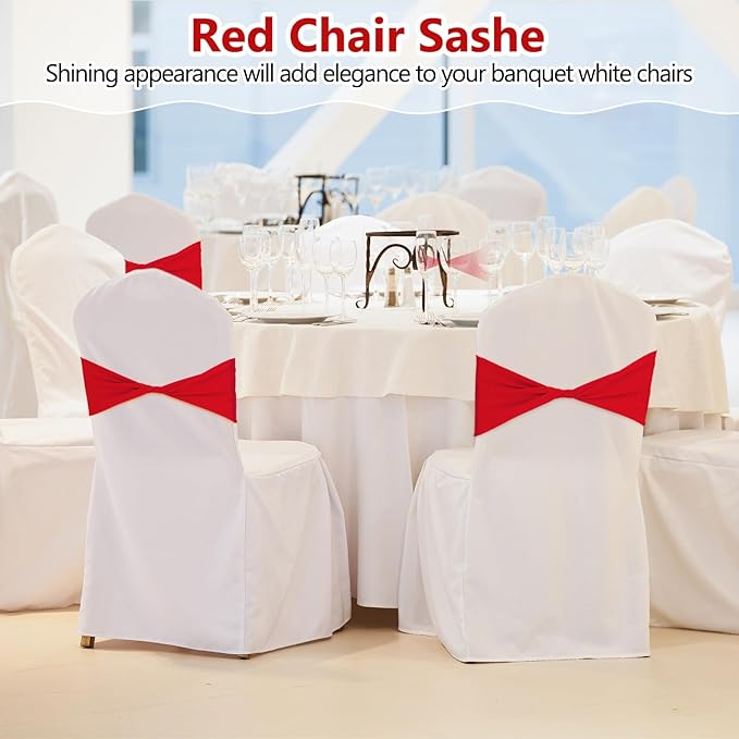 Kinlop 50 Pcs Spandex Chair Sashes Bows Chair Bands Slider Sashes - Image 5