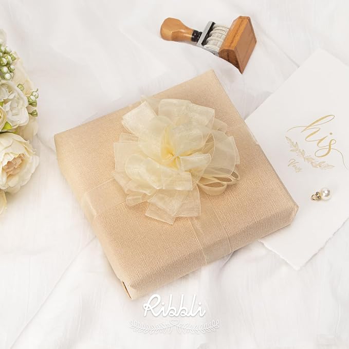 Ribbli Cream Organza Ribbon, 1 Inches x Continuous 50 Yard, Cream Sheer Ribbon - Image 4