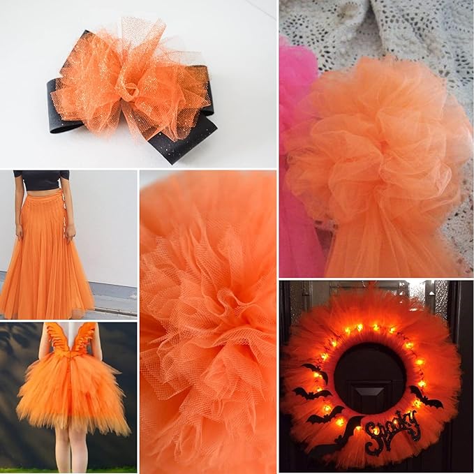 Orange Tulle Fabric Rolls 6 Inch by 100 Yards Fabric Spool Tulle Ribbon - Image 6