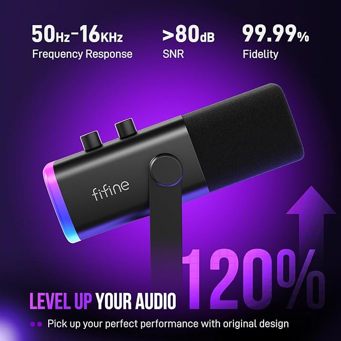 FIFINE XLR/USB Gaming Microphone Set, Dynamic PC Mic - Image 3