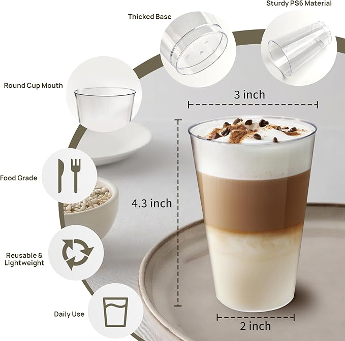 200Counts 12 OZ. Hard Plastic Cups Fancy Disposable Cups - Image 5