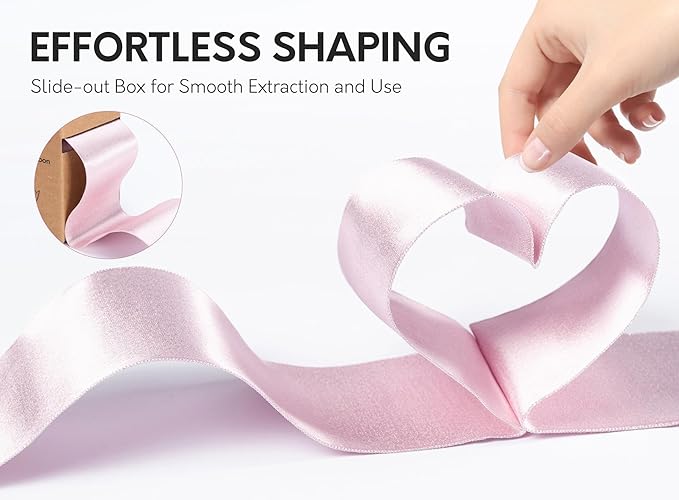 Pink Satin Wired Ribbon 2-1/2 Inch Double-Faced Sliver Glitter Ribbons - Image 2