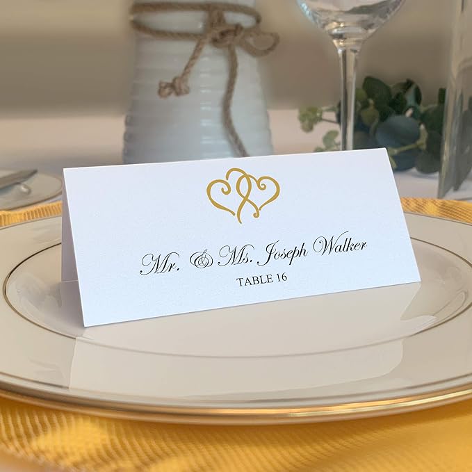 Linked Hearts Printable Place Cards, Laser & Inkjet Printers by DocumentsandDesigns
