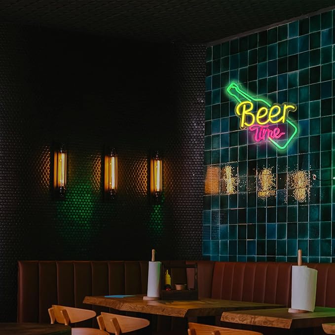 Beer Time Neon Sign Led Wall Decor Man Cave Neon Light Up Signs Wall Art - Image 6