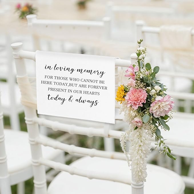 In Loving Memory Wedding Sign, Reserved Memorial Chair Signs Pew Cloths Seating - Image 3