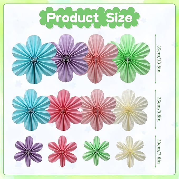 BestoFun 12 PCS Paper Flowers Fans Pastel Party Decorations Paper Flowers - Image 2