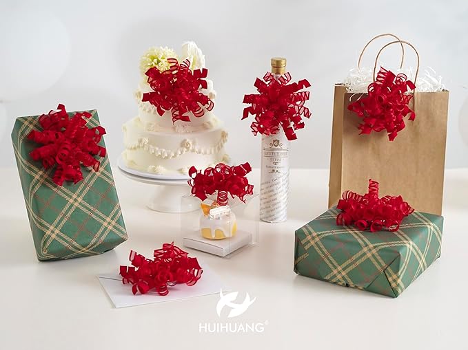 HUIHUANG Red Bows for Gift Wrapping Christmas Gift Bows 5 inch x 8 Counts - Image 4
