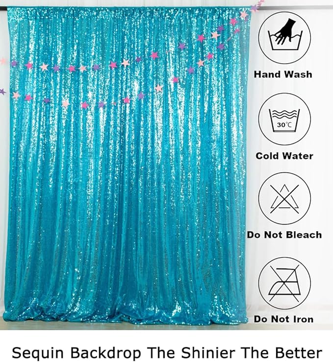 ShiDianYi Sequin Backdrop Turquoise 2 Panels 4FTx10FT Backdrops - Image 5