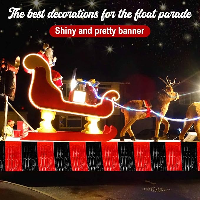 6 Pack 10 Ft Black and Red Foil Fringe Garland Metallic Streamers Tinsel Banner - Image 5