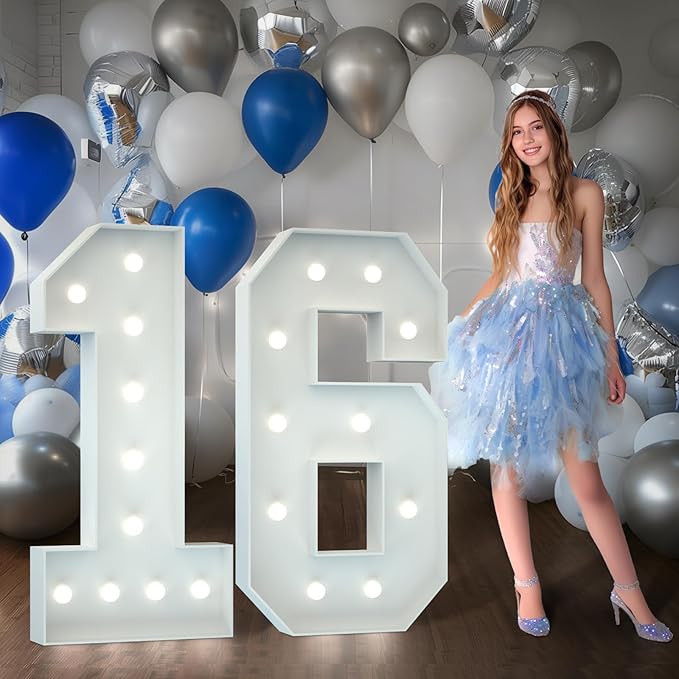 Marquee Numbers 4 Feet Tall Big Light Up Numbers Sweet 16 16th Happy Birthday by Letsmakeitimpressive