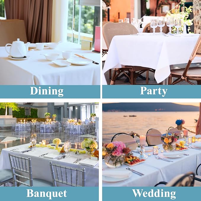 VidaFete Tablecloth 90 * 132inch Rectangle Table Cloth Polyester, Stain Wrinkle - Image 6