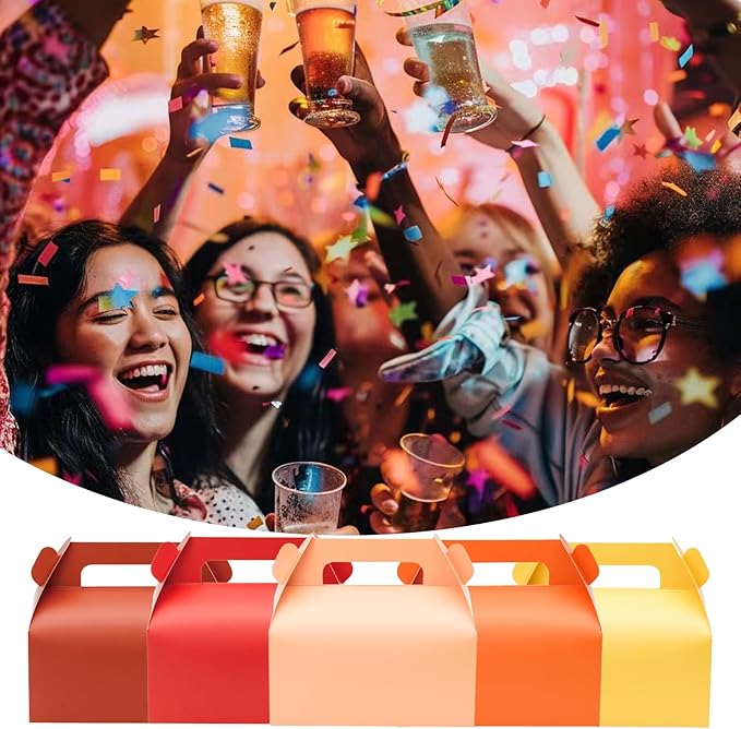 UnicoPak 30 Pack Orange Gable Treat Boxes Party Favor Goodie Bag Boxes - Image 6