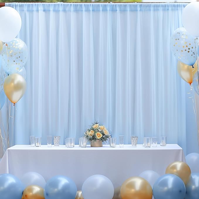 PARTISKY 20ft X 10ft Baby Blue Tulle Backdrop Curtain - Image 7