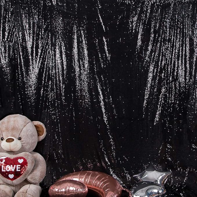 JYFLZQ Black Sequin Backdrop Curtains 7ft x 7ft 1 Panel Halloween Backdrop - Image 7