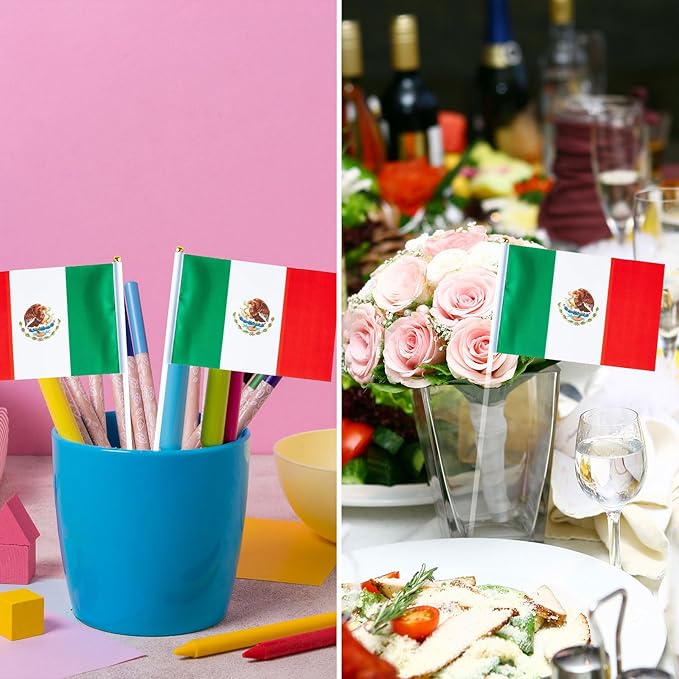 Mexico Flag Mexican Flag, Small Mini Handheld Mexico Flags on Stick - Image 5