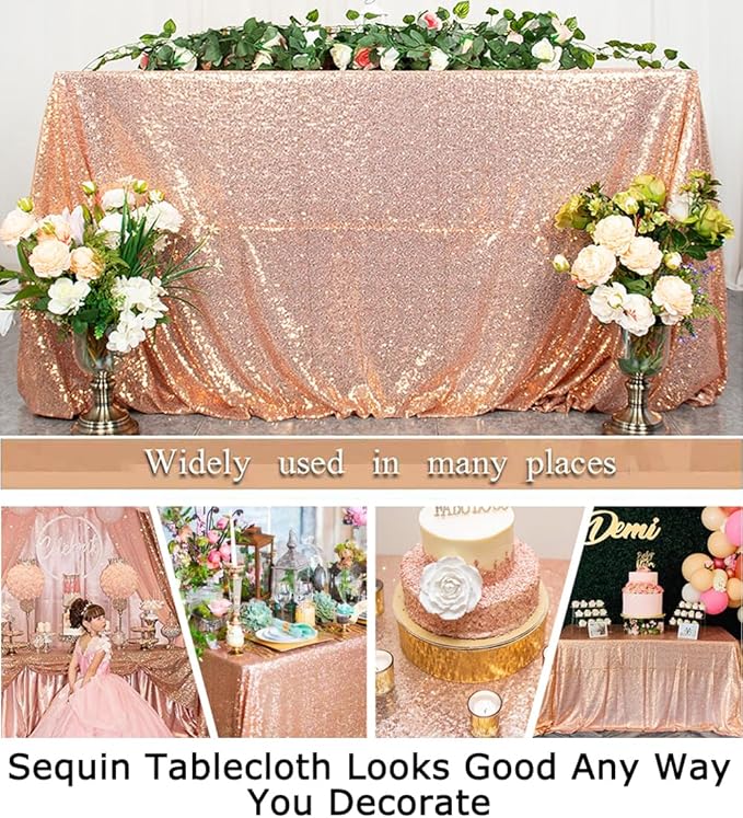 ShinyBeauty Rose Gold Table Cloths - Image 6