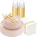 Supernal 350pcs Pink Plastic Plates, Plates Disposable Heavy Duty, 50 Dessert by supernal