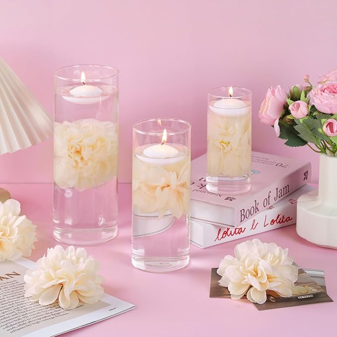 24 Pcs Floating Candles for Centerpieces and Floating Flowers for Centerpieces - Image 2