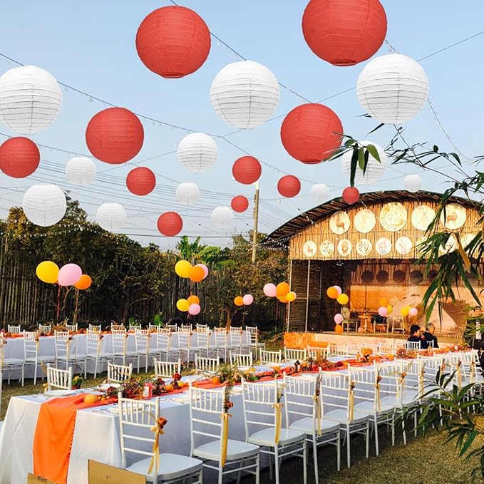 12Pcs Round Paper Lanterns Assorted Sizes - Image 5