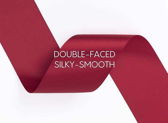 Burgundy Satin Ribbon 2.5 Inch Double-Faced Ribbons 25 Yards - Image 3