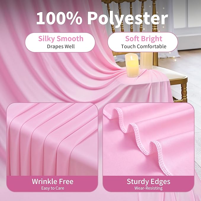 20×12ft Wrinkle Free Pink Backdrop Curtain - Image 2