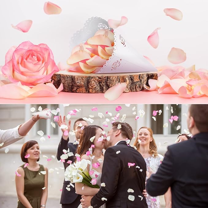 GWHOLE 100 Pcs Rose Confetti Petal Cone - Image 7