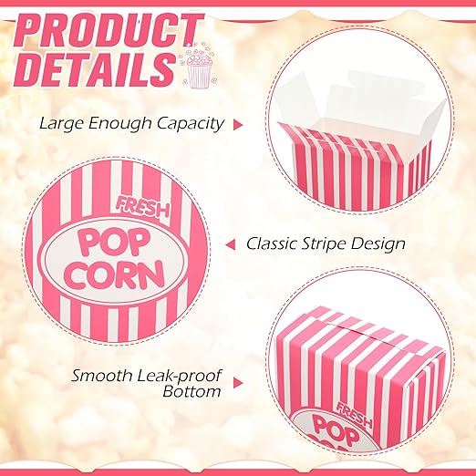 Xinnun 200 Pcs Paper Popcorn Boxes 1 oz Close Top Oil Proof Disposable Popcorn - Image 6