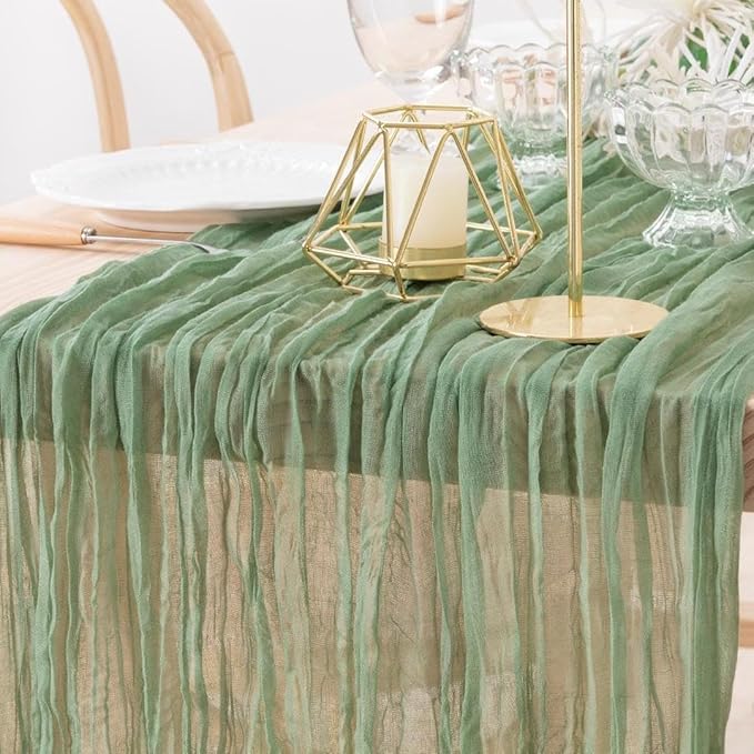 MLMW Sage Green Table Runner Cheesecloth Boho Gauze Rustic Cheese Cloth Table by MLMW