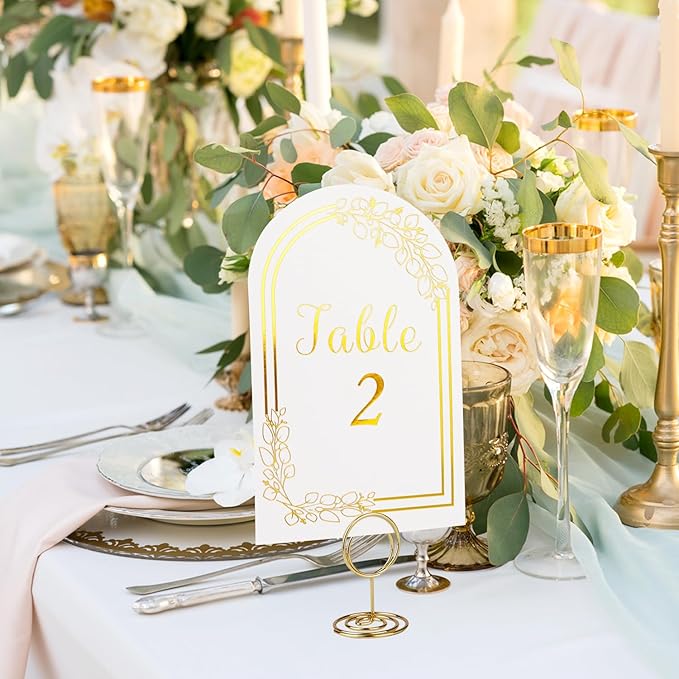 Wedding Table Numbers 1-30, 30 White Gold TableNumber Cards - Image 3