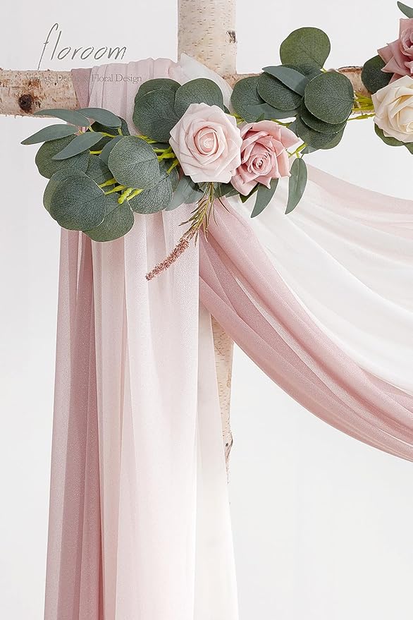 Floroom Wedding Arch Draping Fabric 3 Panels 20Ft Chiffon Fabric Drapes Arbor - Image 5
