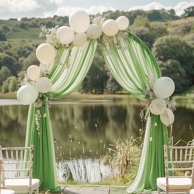 Wokceer Wedding Arch Draping 6 Panels 28.7" x 20FT Sage Green Sheer Fabric - Image 4