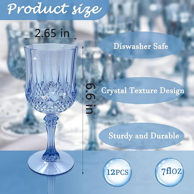 Plastic Wine Glasses，Plastic Goblets Vintage Style Cordial Drinking Glasses - Image 2