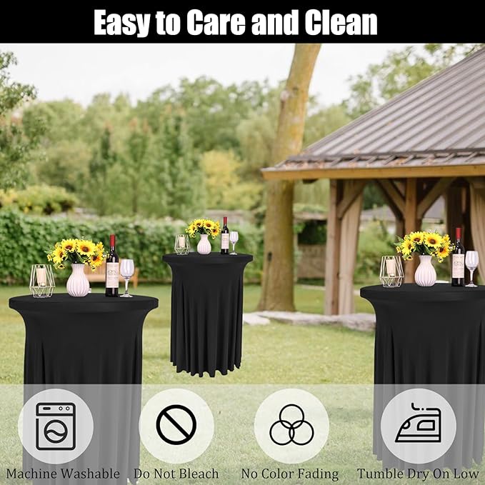 6 Pack Round Cocktail Tablecloth 32"x 43" Spandex Cocktail Table Skirt - Image 4