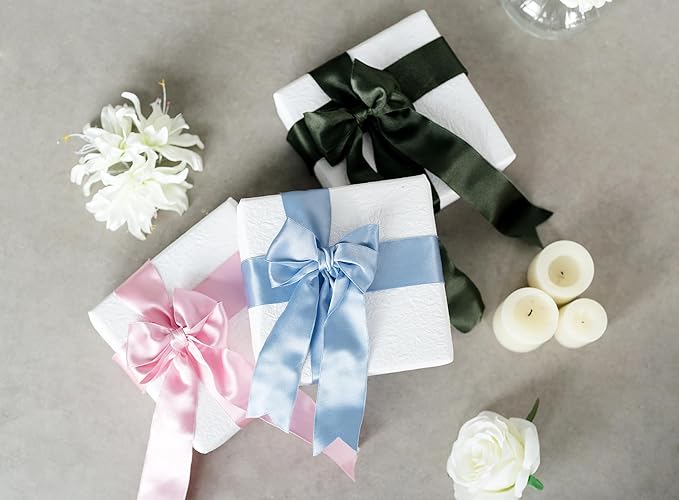 Pink Satin Ribbon Double-Faced Wired Ribbons - Image 3