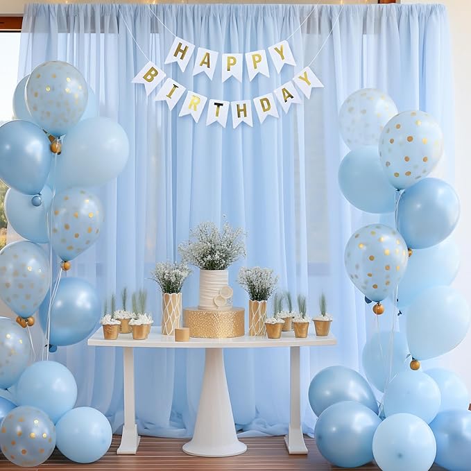 10x10 Blue Tulle Backdrop Curtains - Image 8