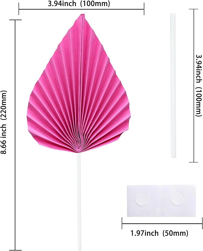 Gyufise 6Pcs Paper Palm Fan Cake Topper Palm Spear Leaves Fan Cake Pick - Image 2