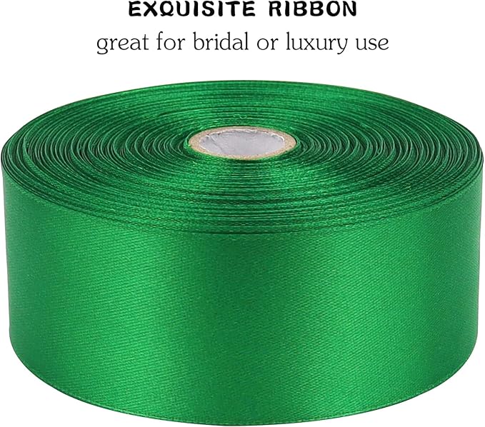 Green Solid Satin Ribbon 1-1/2 Inch 50 Yards Solid Polyester Fabric Ribbon - Image 4