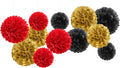 Red-Black Gold Party-Decorations Tissue Pom-Poms by Panduola