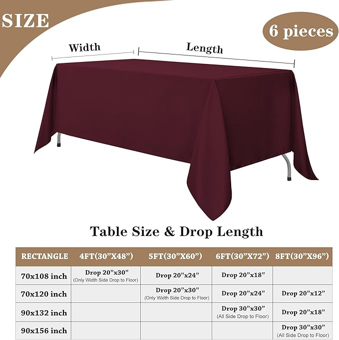 Fitable Burgundy Rectangle Tablecloths - Image 5