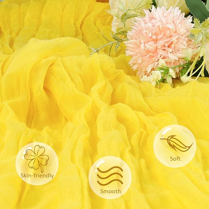12 Pack Lemon Yellow Cheesecloth Table Runner 10ft Boho Gauze Fabric Cheese - Image 4