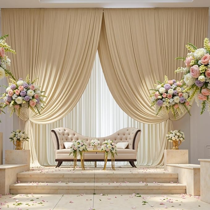 20×12 ft Wrinkle Free Beige Backdrop Curtain - Image 6