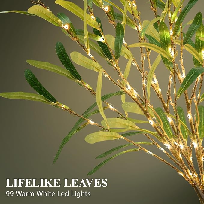 Olive Branches for Vases with Battery Operated Lights 33 Inches, 99LED Lighted - Image 2