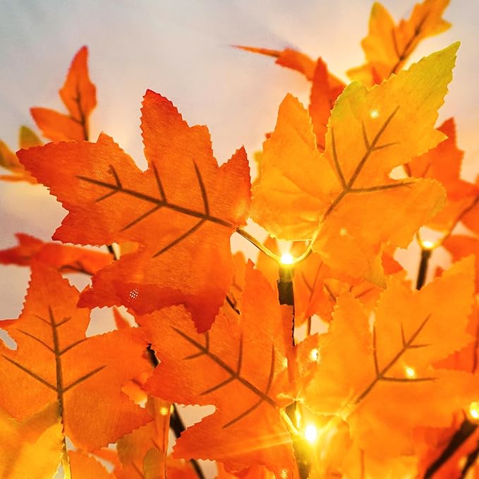 3Pcs 30”Lighted Maple Leaves Branches Stems - Image 7