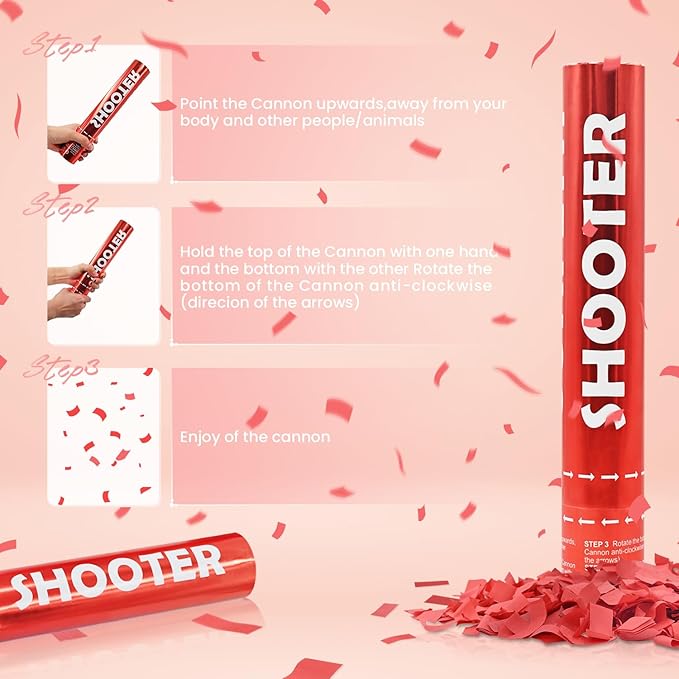 12 Pack Red Biodegradable Confetti Cannon-Confetti Poppers - Image 3