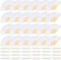24 Pieces White Hand Held Bamboo Folding Fans Paper Fans Handheld by Bringsparkletoeverydaylife