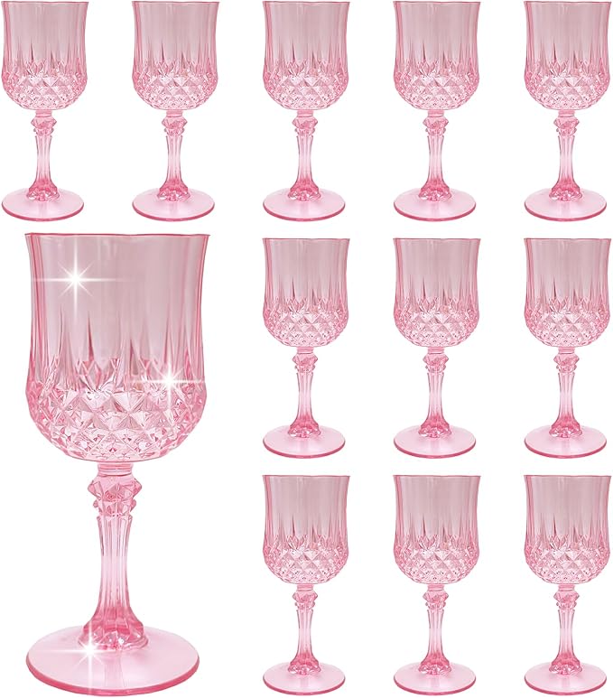Plastic Wine Glasses，Plastic Goblets Vintage Style Cordial Drinking Glasses by LEYIQUCHAMPAGNEWINEGLASSES