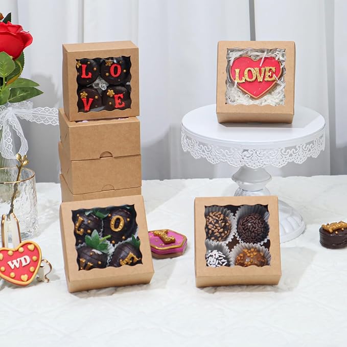 50-Count 4x4x2 Food-Safe Brown Bakery Boxes - Image 3
